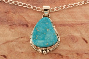 Turquoise Jewelry Genuine Kingman Turquoise Sterling Silver Pendant